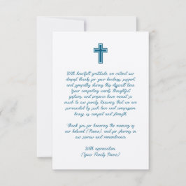 Tarjeta de agradecimiento funeral con una cruz