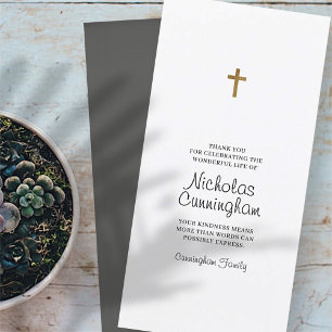 Tarjeta De Agradecimiento Funeral conmemorativo Cruz simple y moderna