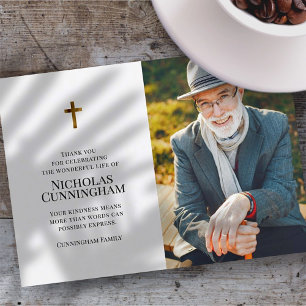 Tarjeta De Agradecimiento Funeral conmemorativo Fotos cruzadas simples y mod