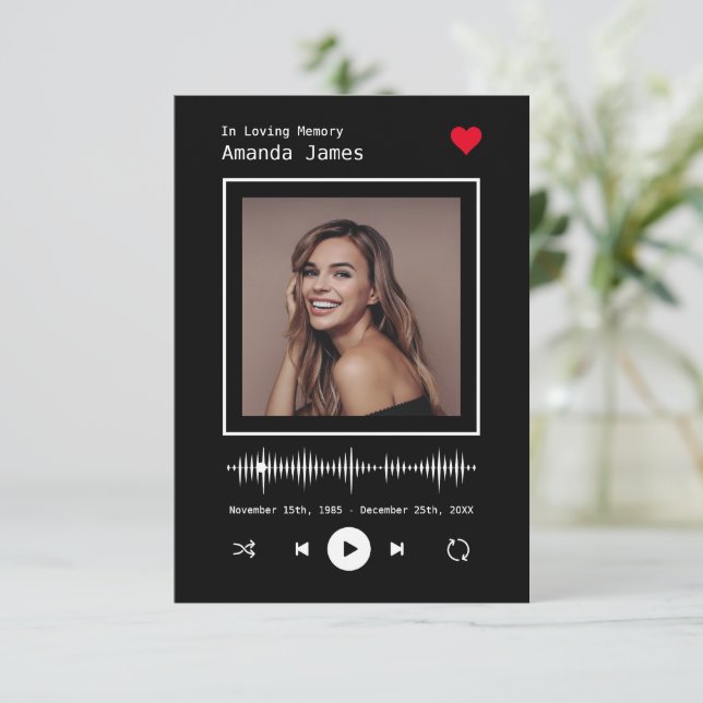 Tarjeta De Agradecimiento Funeral conmemorativo inspirado por jugador de mús (Anverso de pie)