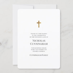 Tarjeta De Agradecimiento Funeral conmemorativo moderno y simple