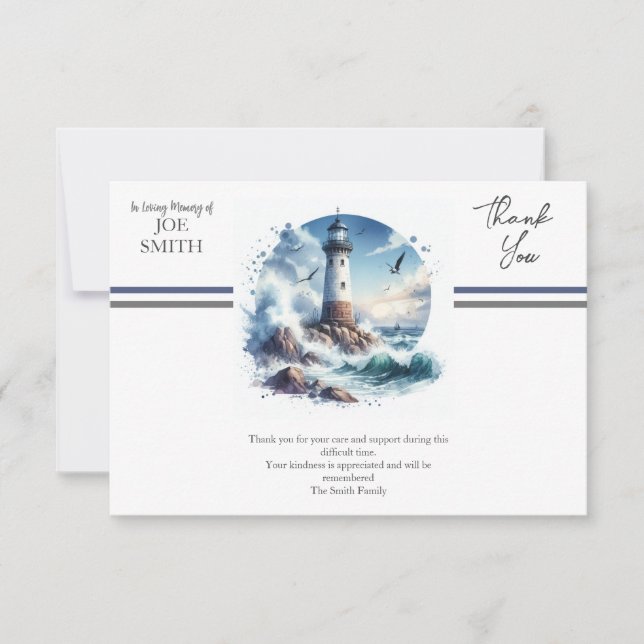 Tarjeta De Agradecimiento Funeral costero moderno (Anverso)