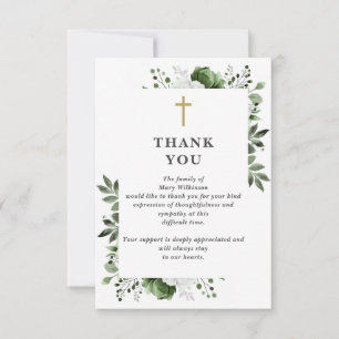 Tarjeta De Agradecimiento Funeral cristiano de celebración de vida floral ve