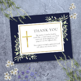 Tarjeta De Agradecimiento Funeral Cristiano de Verde Naval