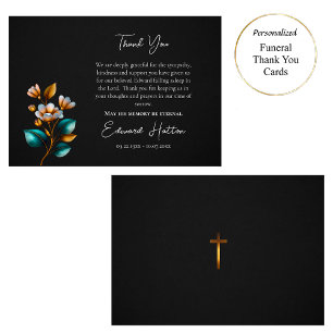 Tarjeta De Agradecimiento Funeral cristiano ortodoxo de cobre y flores Verde