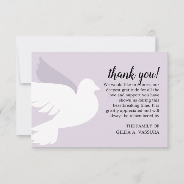 Tarjeta De Agradecimiento Funeral de 3,5"x5" para palomitas (Anverso)