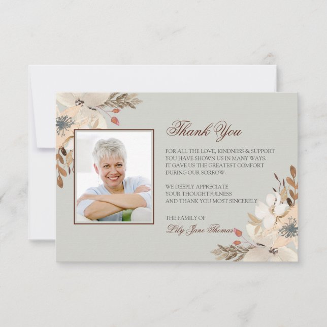 Tarjeta de agradecimiento funeral de acuarela | Ta (Anverso)