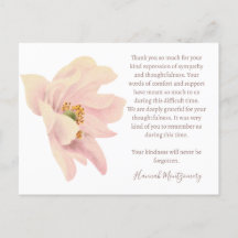 Tarjeta de agradecimiento funeral de Anémona Rosa,