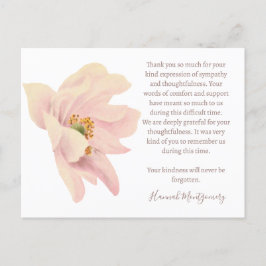 Tarjeta de agradecimiento funeral de Anémona Rosa,