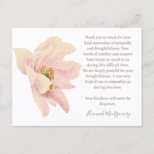 Tarjeta de agradecimiento funeral de Anémona Rosa,