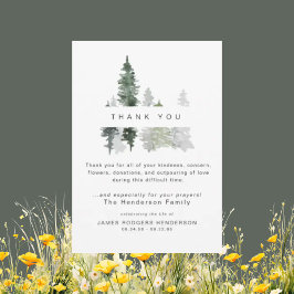 Tarjeta De Agradecimiento Funeral de Bereavement Trees de Woodland Trees Gra