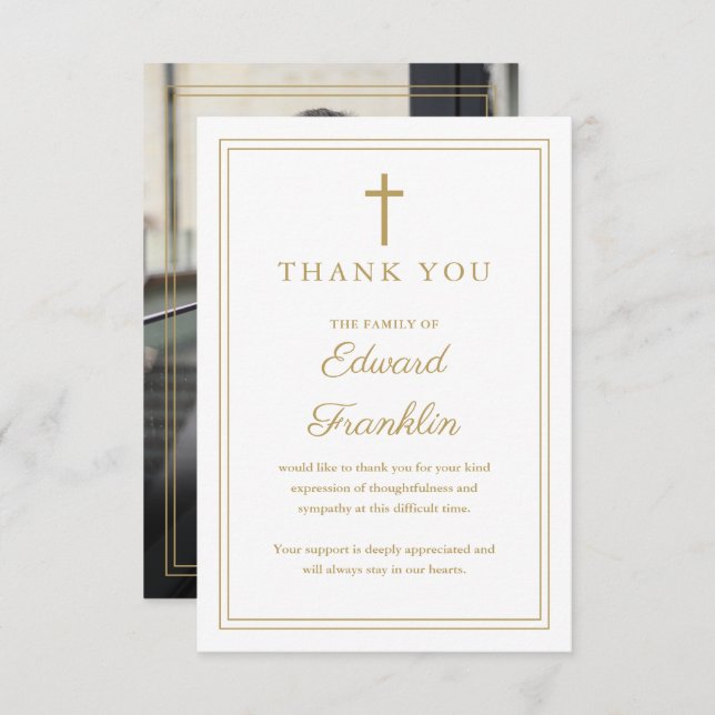 Tarjeta de agradecimiento funeral de celebración d (Anverso / Reverso)