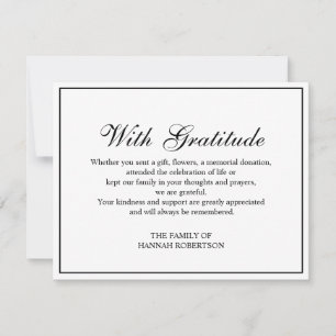 Tarjeta de agradecimiento funeral de cruz simple e