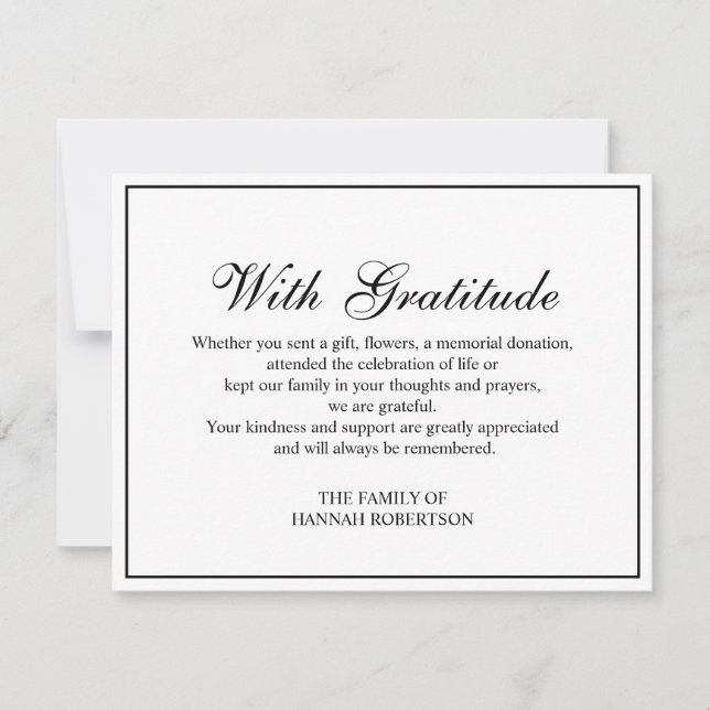Tarjeta de agradecimiento funeral de cruz simple e (Anverso)