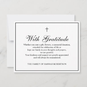 Tarjeta de agradecimiento funeral de cruz simple e