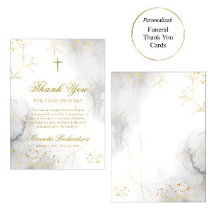 Tarjeta De Agradecimiento Funeral de Delicados y Elegantes Saltos de Oro