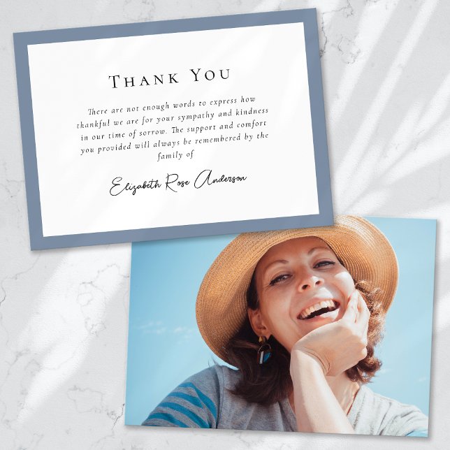 Tarjeta De Agradecimiento Funeral de Dusty Blue Photo (Subido por el creador)