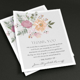 Tarjeta De Agradecimiento Funeral de Elegancia Floral y Foliage Sympathy