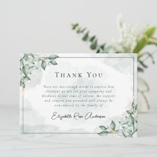 Tarjeta De Agradecimiento Funeral de Eucalyptus Bereavement