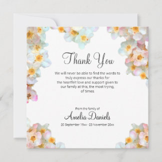 Tarjeta de agradecimiento funeral de flor silvestr