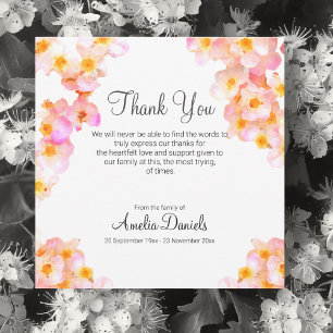 Tarjeta de agradecimiento funeral de flor silvestr