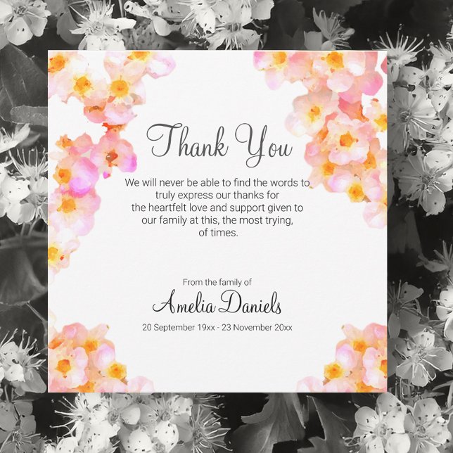 Tarjeta de agradecimiento funeral de flor silvestr (Subido por el creador)
