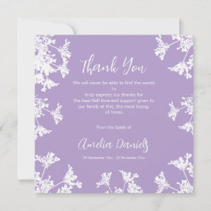 Tarjeta de agradecimiento funeral de flor silvestr