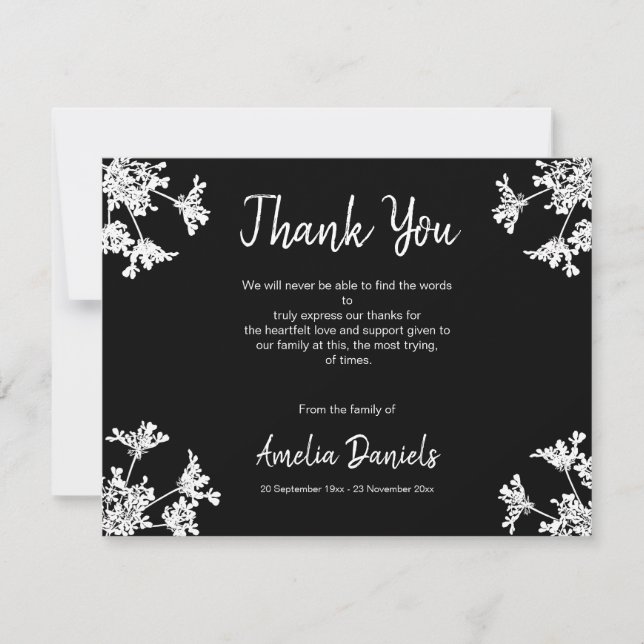 Tarjeta de agradecimiento funeral de flor silvestr (Anverso)