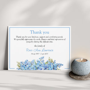 Tarjeta De Agradecimiento Funeral de flores azules olvidadas-me-nots