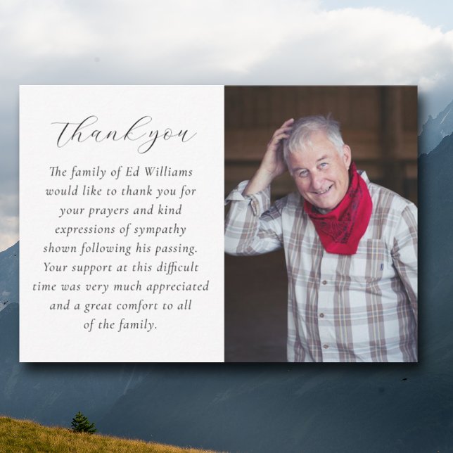 Tarjeta de agradecimiento funeral de foto minimali (Subido por el creador)