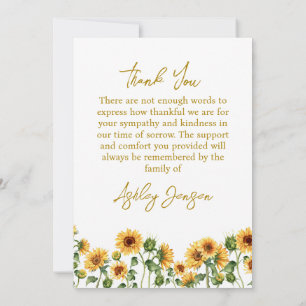 Tarjeta de agradecimiento funeral de girasol de si