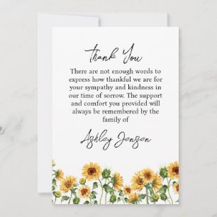 Tarjeta de agradecimiento funeral de girasol de si