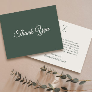 Tarjeta De Agradecimiento Funeral de Golf Memorial Escritura Elegante Modern