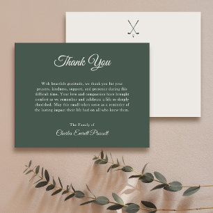 Tarjeta de agradecimiento funeral de golf moderna