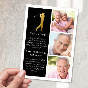 Tarjeta De Agradecimiento Funeral de Golfer 3 Photo Sympathy