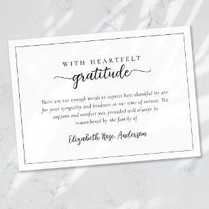 Tarjeta De Agradecimiento Funeral de gratitud de corazón