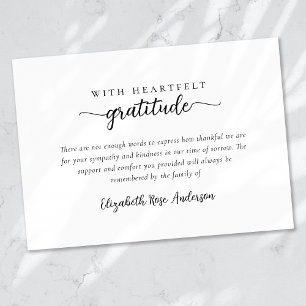 Tarjeta De Agradecimiento Funeral de gratitud de corazón
