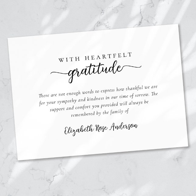 Tarjeta De Agradecimiento Funeral de gratitud de corazón (Subido por el creador)