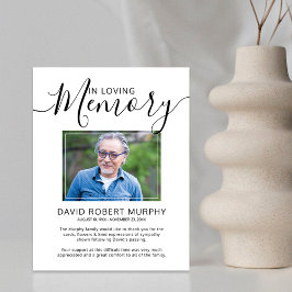 Tarjeta De Agradecimiento Funeral de guión elegante