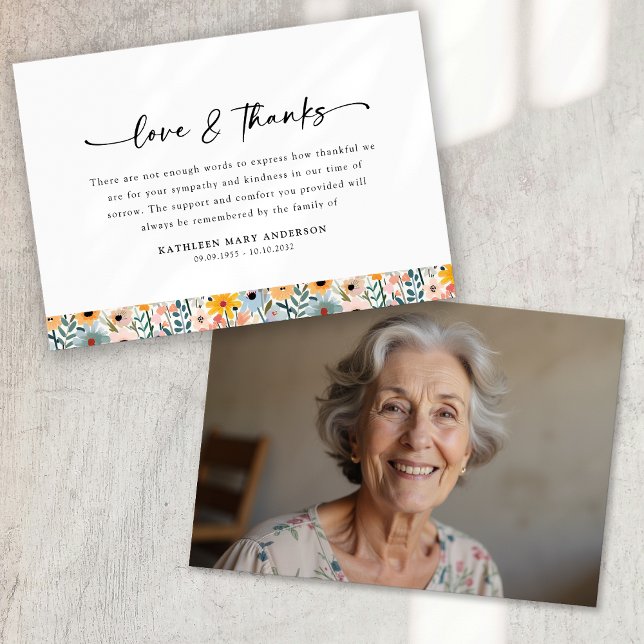 Tarjeta De Agradecimiento Funeral de guion floral (Subido por el creador)