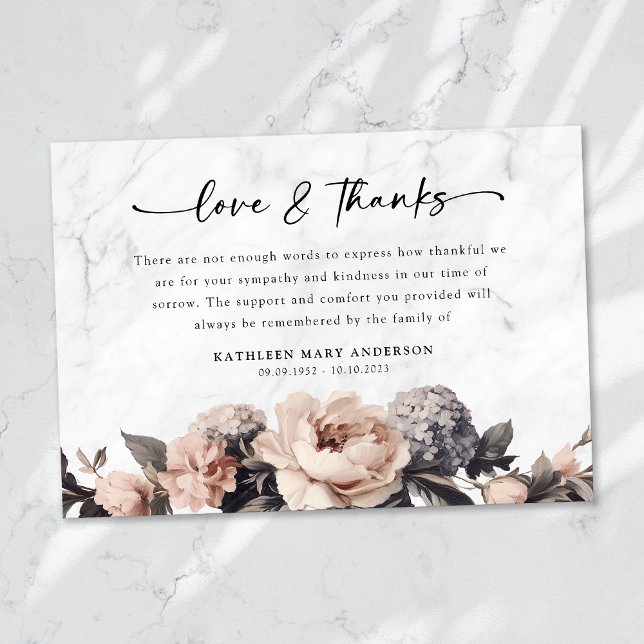 Tarjeta De Agradecimiento Funeral de Guión Floral de Rococo (Subido por el creador)