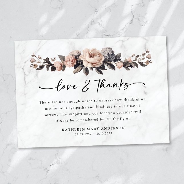 Tarjeta De Agradecimiento Funeral de Guión Floral de Rococo (Subido por el creador)