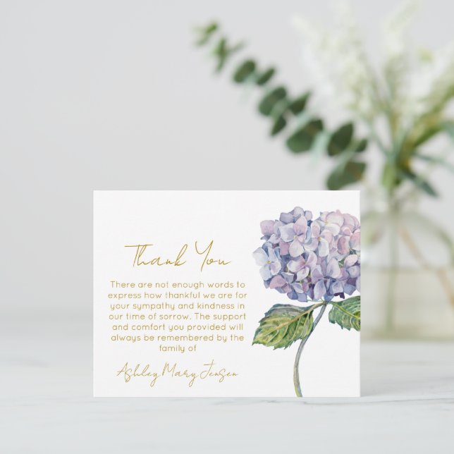 Tarjeta de agradecimiento funeral de Hortensia Due (Anverso de pie)
