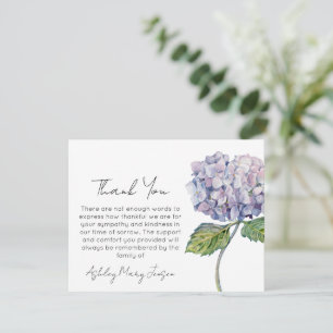 Tarjeta de agradecimiento funeral de Hortensias Du