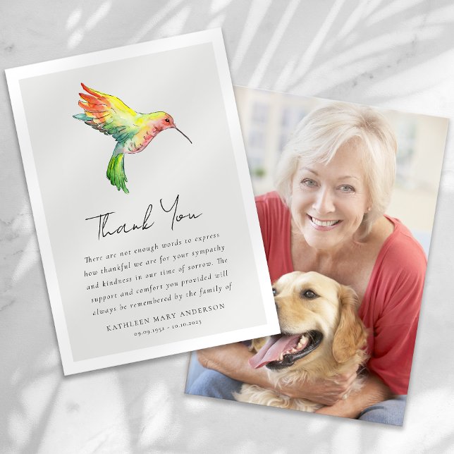 Tarjeta De Agradecimiento Funeral de Hummingbird Photo Sympathy (Subido por el creador)