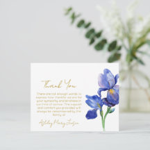 Tarjeta de agradecimiento funeral de Iris duelo