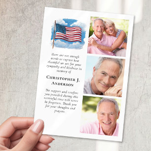 Tarjeta De Agradecimiento Funeral de la bandera de los Estados Unidos 3 foto