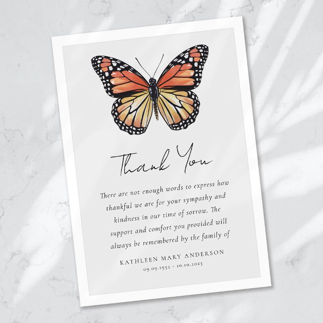 Tarjeta De Agradecimiento Funeral de la compasión por la mariposa (Subido por el creador)