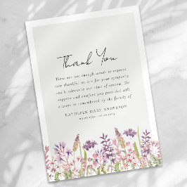 Tarjeta De Agradecimiento Funeral de la compasión por las flores silvestres