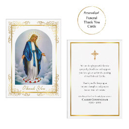 Tarjeta De Agradecimiento Funeral de la elegante Virgen María Rosas